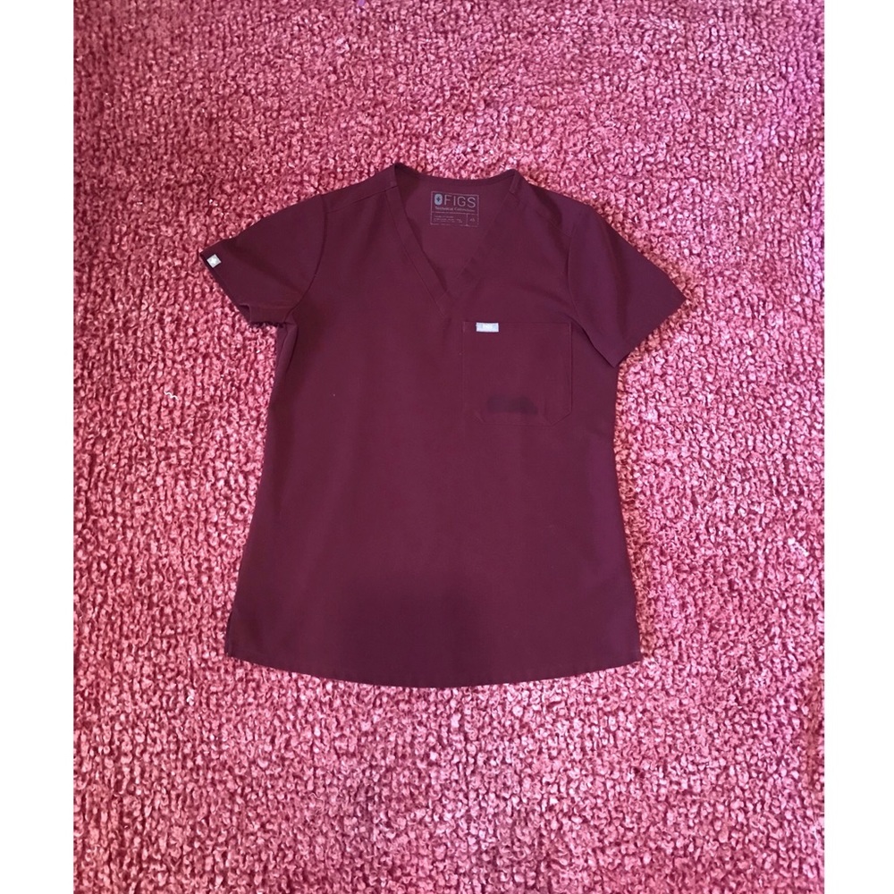 FIGS Maroon XS Catarina 1-Pocket Scrub Top